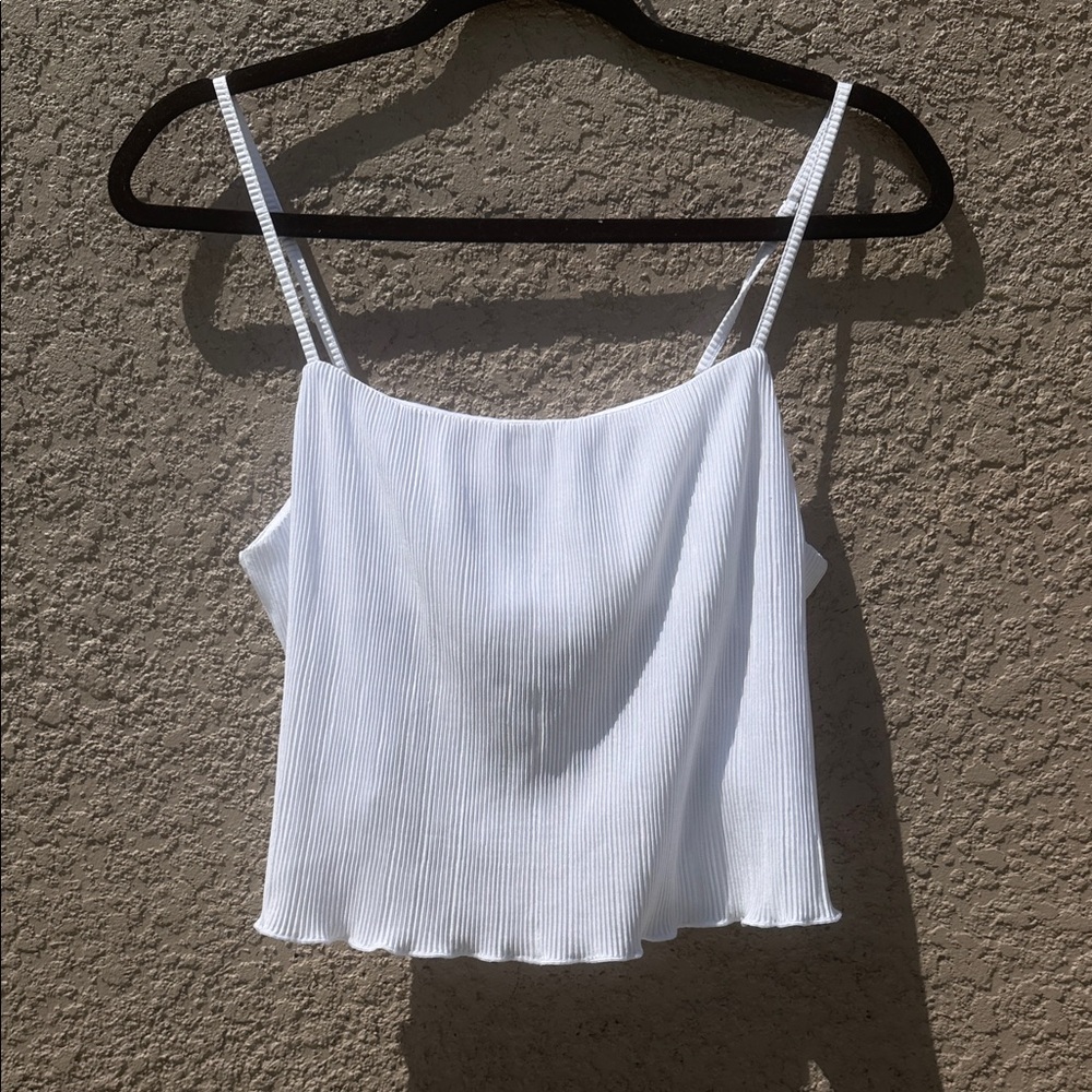 Classic White Ribbed Spaghetti Strap Camisole
